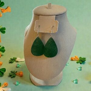 Green Glitter Teardrop Earrings Acrylic Earrings | St. Patrick’s Day